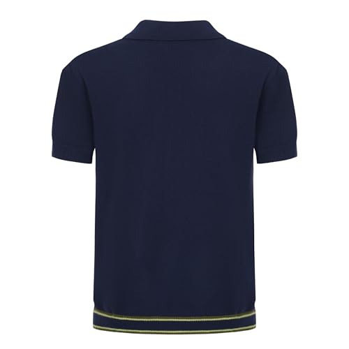 OXKNIT Men’s Knitted Vintage Polo, Gradient Stripe Short Sleeve Retro Polo Shirt for Men 60s&70s