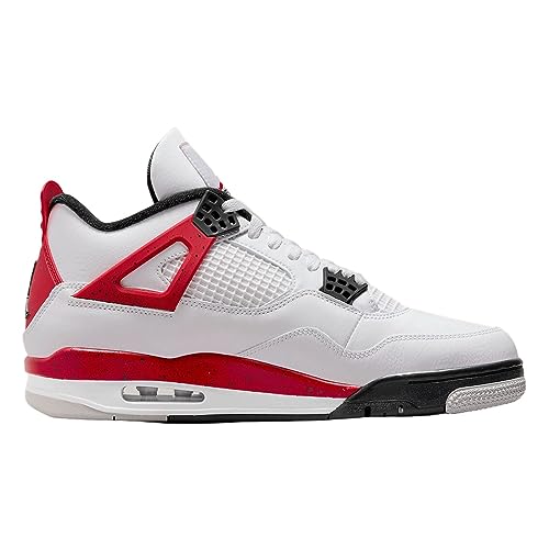 JORDAN 4 Retro Mens Shoes Size - 8.5 White/Fire Red-Black
