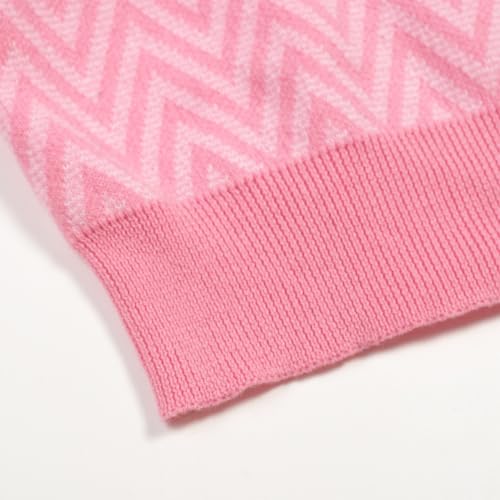 OXKNIT Men's Retro Knitted Poloshirt, 1960s Mod Vintage Texture Polo Cotton Short Sleeve with Quarter Button Pink