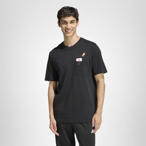 adidas Men's Mini Embroidery Basketball Graphic T-Shirt, Black, Large
