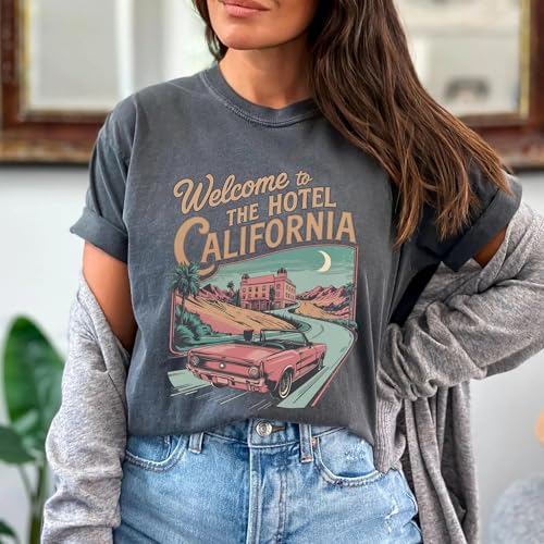 FITIN Retro 70s Rock Shirt, Vintage Washed Tee California Graphic, Road Trip Desert Art T-Shirt