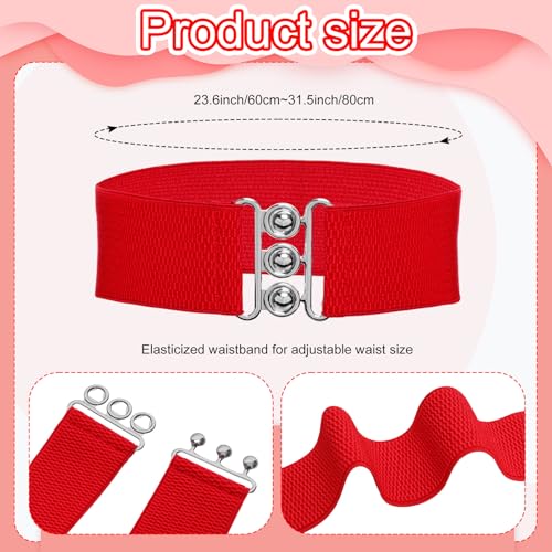 Fumwase 5PCS 1950s Costume Accessories for Women Earring Scarf Cat Eye Glasses Headband Waistband for Hallowmas (Red)