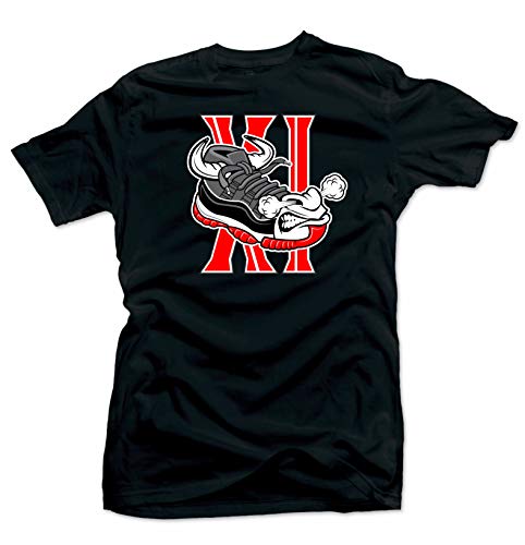 SNELOS Jordan 11 Bred 2019 Match Shirts (Jordan 11 Bred 2019 - Bull 11 (Black), 2XL)