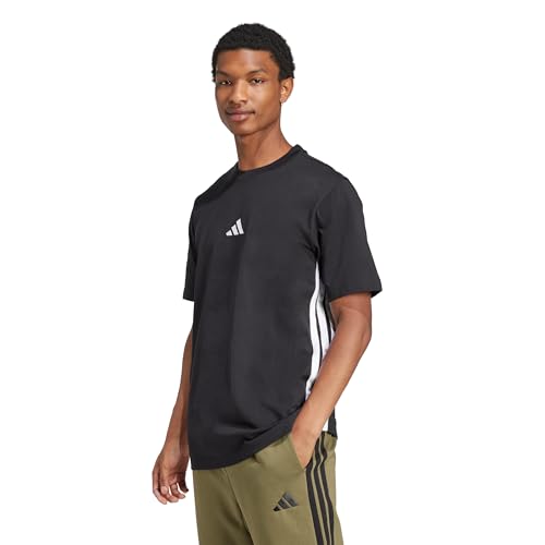Adidas Men's Essentials 3-Stripes Sportswear T-Shirt, Black/White, Large