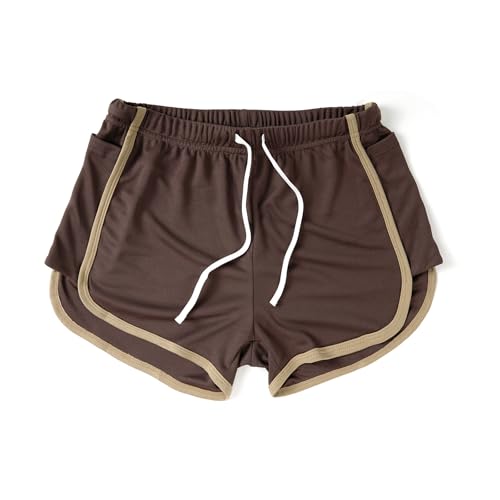 AIMPACT Men's Mesh Shorts 3" Vintage Gym Running with Pockets BrownXL