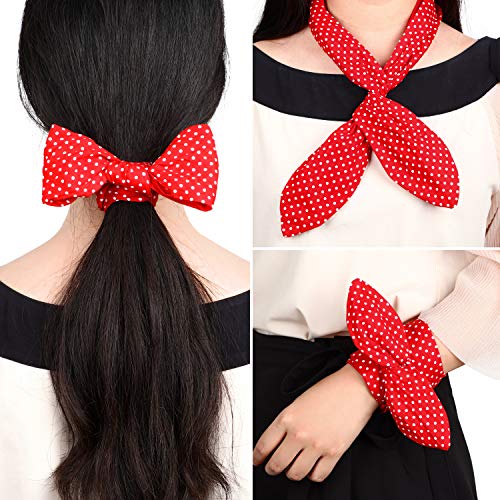 Hicarer Red Polka Dot Headband Vintage Wired Hairband with Twist Bow Wide Bandana Retro 50s Hair Accessories Cosplay Throwback Costume for Women 1950s Dance Party(Red,Small Dots)