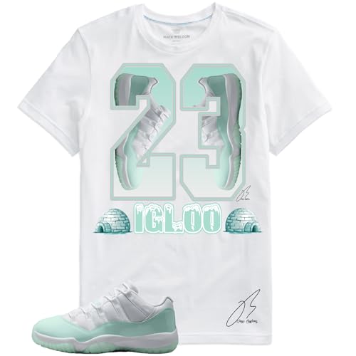 Shirt To Match 11 IGLOO/Mint Green, 23 Sneaker Graphic Tee, Best Gift, Birthday, Mens Clothing, Unisex (White, 2XL)