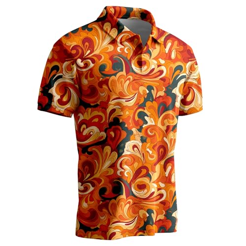 Funny Golf Shirts for Men,Mens Hawaiian Shirts Short Sleeve Novelty Crazy Golf Shirt 70s Paisley