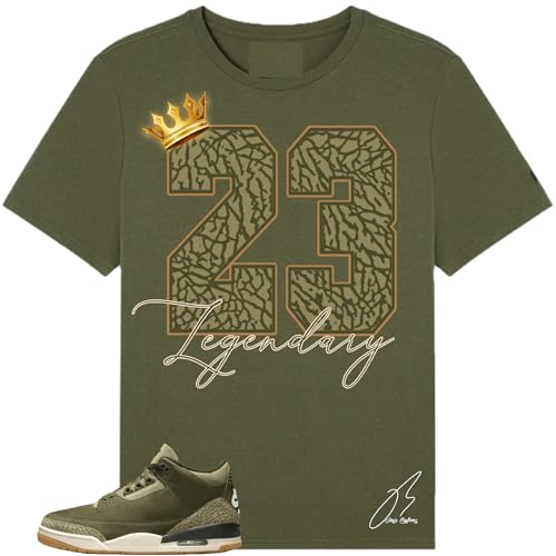 T-Shirt to Match Retro 3 Family Affair Olive Green, 23 Shoe Coordinating Graphic Tee, Best Gift, Mens Clothing, Unisex Tops (US, Alpha, Small, Regular, Regular, Olive)