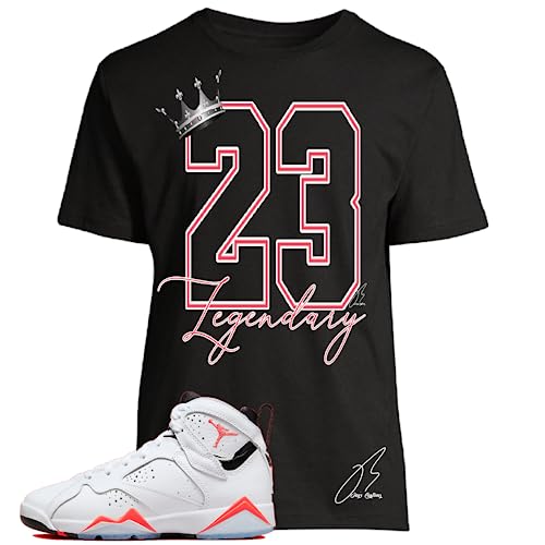 Shirt To Match Jordan Retro 7 White Infrared,23 Unisex Graphic Tee,Shoe Coordinating,Gift (M, Black)