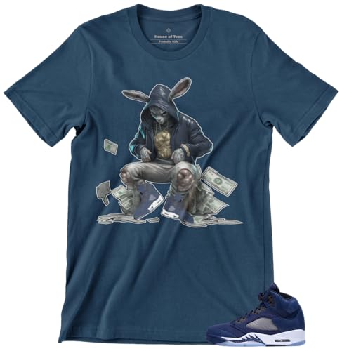 Men's T Shirt to Match Jordan 5 Midnight Navy, Graphic Urban Streetwear Tee