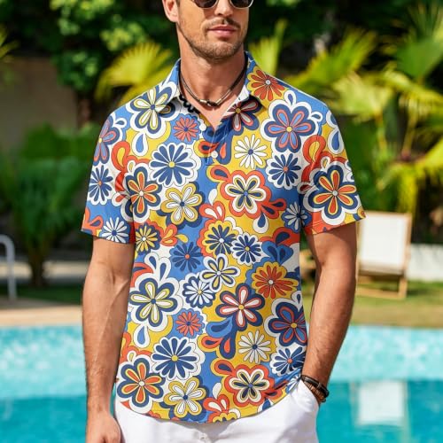 Mens Retro Vintage Short Sleeve Funny Outfits 70s Casual 1970s T-Shirts