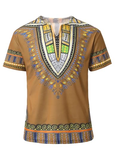 Inrajoper Mens 60s 70s Outfits 4 Pcs Hippie Costume T-Shirt Set Brown L