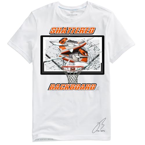 Shirt To Match 1 Shattered Backboard/Orange, Shattered Sneaker Graphic Tee, Best Gift, Birthday, Mens Clothing (White, L)
