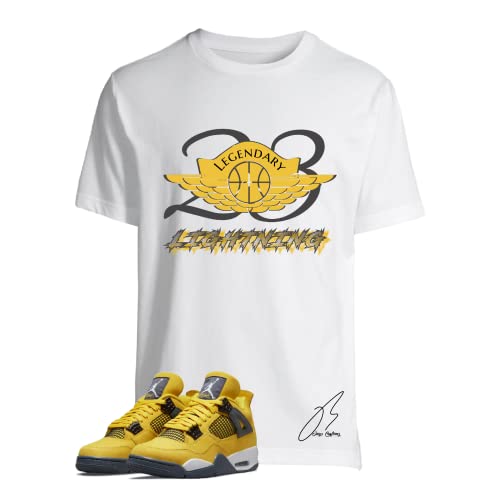 Shirt To Match Jordan Retro 4 Lightning,23 Wing Yellow Graphic Tee (S, White)