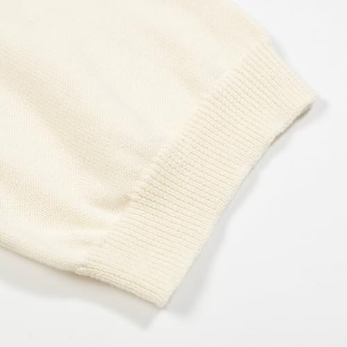 OXKNIT Women's Knitted T-Shirt Short Sleeve, 1960s Mod Style Hand-Drawn Dog Pattern Crewneck Tops White