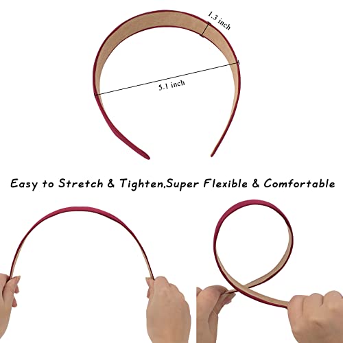 Wecoe Headbands for Women Girls, 10 Pcs 1 Inch Wide Satin Headbands No Slip Fashion Thin Solid Hair Bands for Daily Wear, Party, Cosplay, Diy Costume Hair Accessories, Diademas Para Mujer De Moda