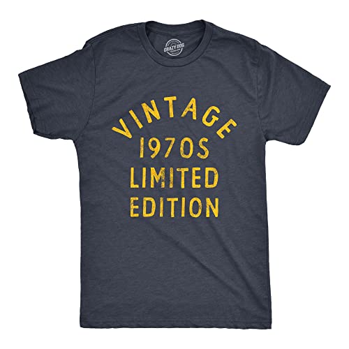 Mens Vintage 1970s Limited Edition T Shirt Funny Cool 1970 Theme Classic Tee for Guys Funny T Shirts Cool Vintage Short Sleeve Novelty Tees for Guys Navy XL