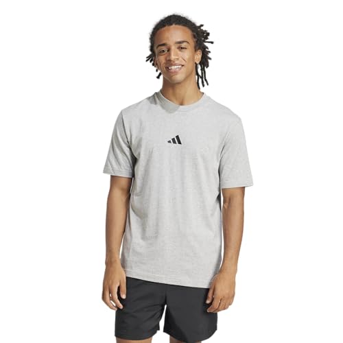 Adidas Men's Essentials Small Logo Sportswear T-Shirt, Medium Grey Heather/Black, Medium