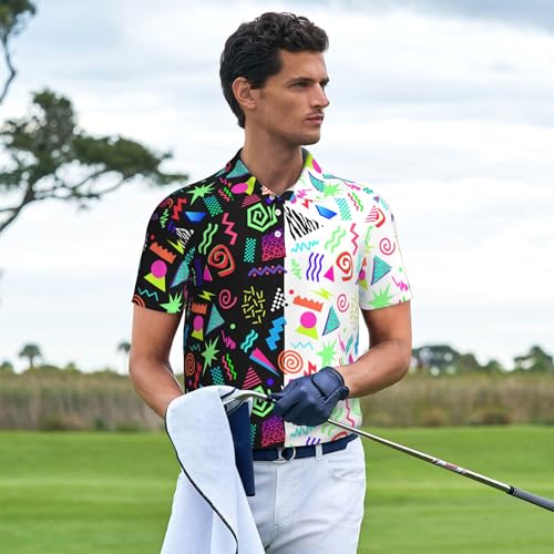 70s 80s Couple Golf Shirts,Men's Matching Hawaiian Golf Shirt for Couple,Performance Moisture Wicking Dry Couple Polo Shirt XL