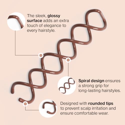 Kitsch Spiral Bobby Pins - Hair Accessories For Women - Brown, 3pcs