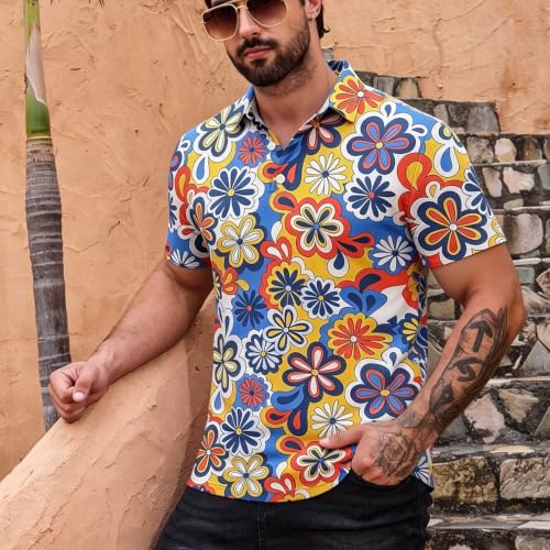 Mens Retro Vintage Short Sleeve Funny Outfits 70s Casual 1970s T-Shirts