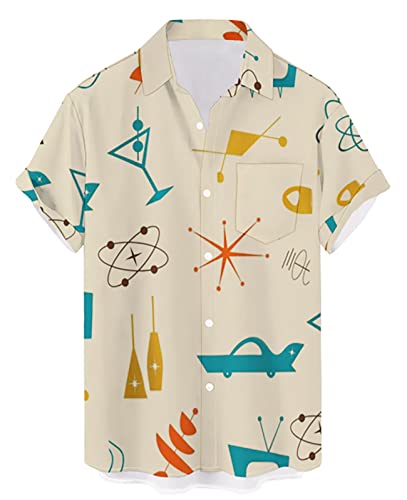 QIVICIMA Men's 50s Rockabilly Retro Bowling Shirt, A6-Retro, L
