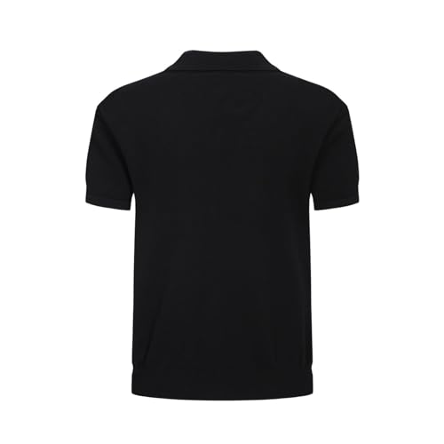 OXKNIT Men's Short Sleeve Knit Retro Polo Shirt, 1960s Mod Style Vintage Zip Stripe Golf Polo T Shirts