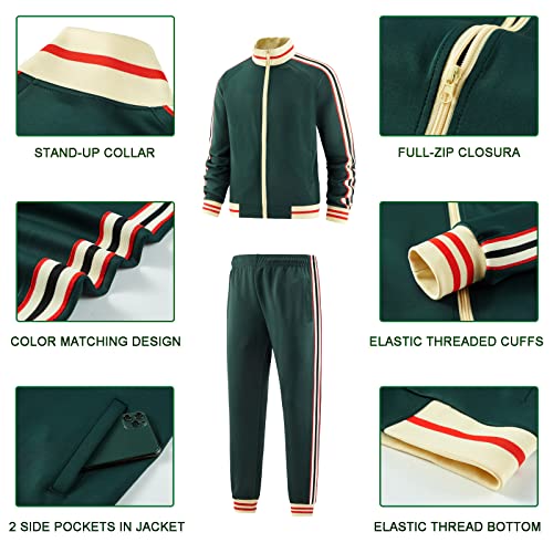 dioxoib Track Suits for Men Set 2 Piece Tracksuits Mens Sweatsuits Sets Jogging Two Piece Outfits Athletic Clothes Jogger Sweat Suits Running Sport leisure Clothing Green Ai-TZ002-XL