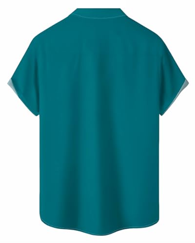 YBHUO Bowling Shirts for Men Retro Car Stripe Print Short Sleeve Casual Button Down Beach Shirt