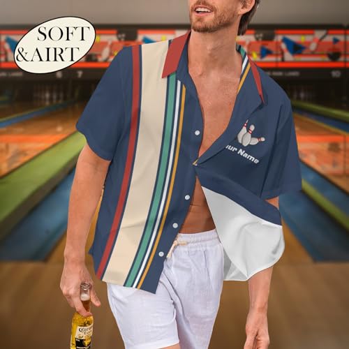 Custom Bowling Shirts for Men Vintage Retro Personalized Team Name Shirt