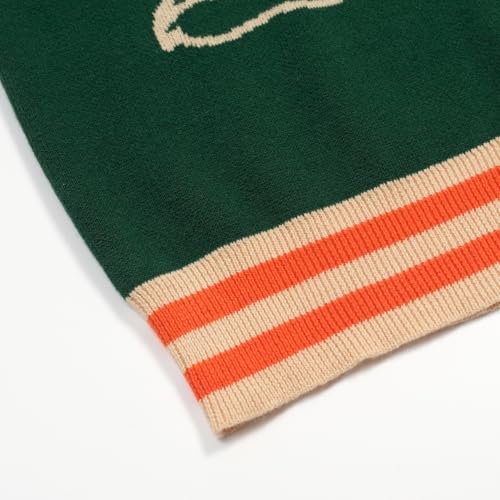 OXKNIT Men's Knit Short Sleeve Shirts Button Down 1960s Vintage Tiger Pattern Green Cotton Polo Shirt Summer Knitwear
