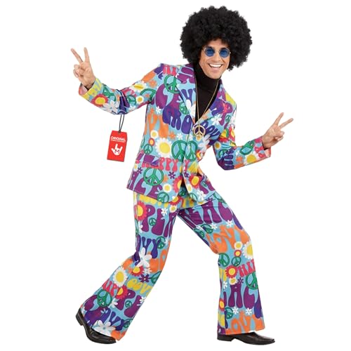 fun shack Groovy Mens Hippie Costume, Retro Mens Hippie Costumes for Adults, Groovy Costumes for Men, 60s Suit Men - Large