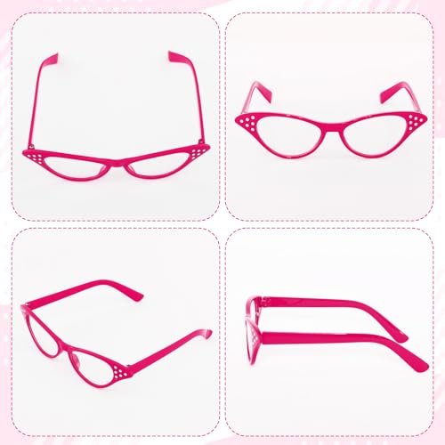 Sdfvsdg 50s Set 50's Costume Accessories Chiffon Scarf Cat Eye Glasses Bandana Tie Headband Earrings for Cosplay Party