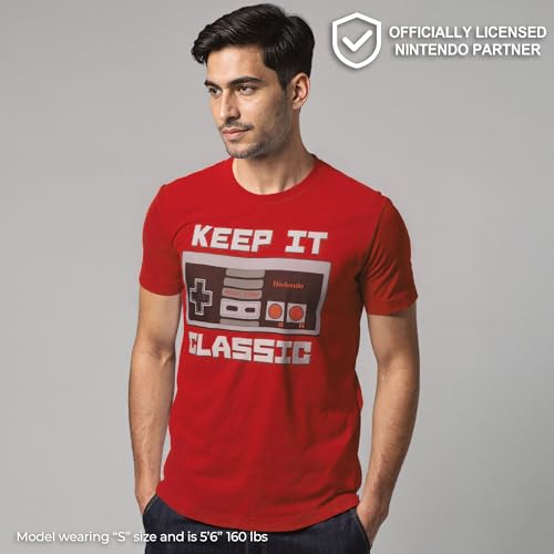 Nintendo Men's Keep it Classic T-Shirt, Large, Red