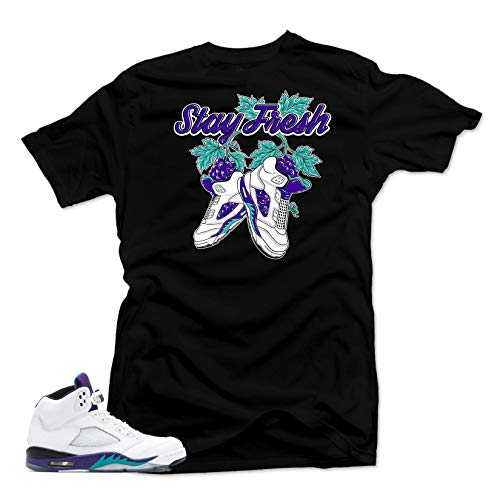 SNELOS Shirt to Match Jordan (Jordan 5 NRG Fresh Prince Grapes Stay Fresh Shirt (Black), 2XL)