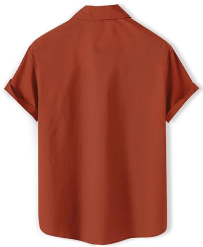 DADDYLOCO Retro Casino Bowling Shirt, Dice and Cards Print, Short Sleeve Button Down, Rust Orange