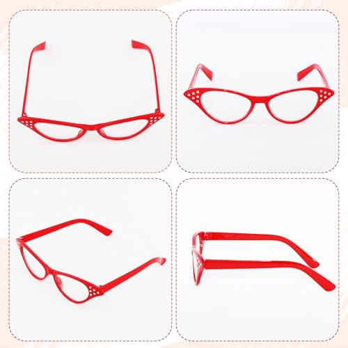 Sdfvsdg 50s Set 50's Costume Accessories Chiffon Scarf Cat Eye Glasses Bandana Tie Headband Earrings for Cosplay Party