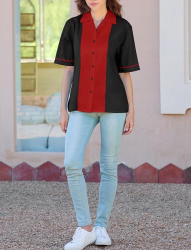 Lzzidou Women's Vintage Bowling Shirts 1950s Retro Outfits Sock Hop Costume