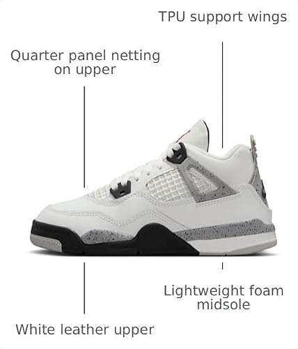 JORDAN 4 RETRO (PS) "SUMMIT WHITE/FIRE RED-CEMENT GREY-BLACK"
