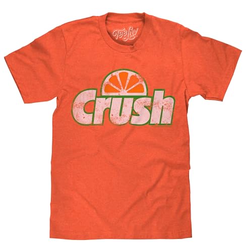 Tee Luv Men's Faded Orange Crush Shirt - Retro Crush Soda Logo T-Shirt, Orange Heather, L