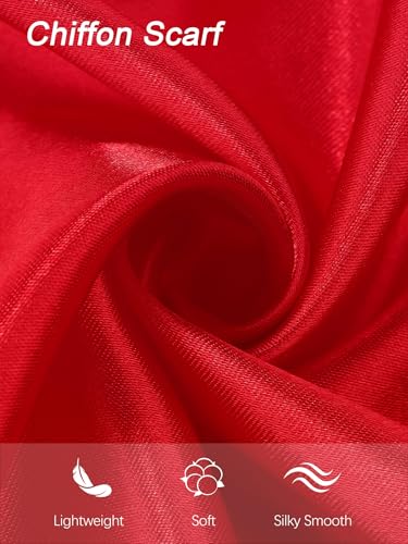 Aneco 6 Pack 50s Set Chiffon Scarf Cat Eye Glasses Bandana Tie Headband Earrings(Red)