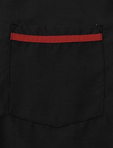 JOGAL Men's Bowling 50s Rockabilly Button Down Shirt Black Red X-Large