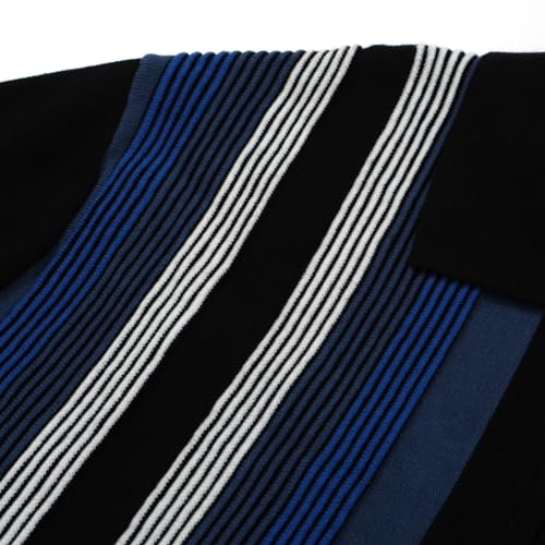 OXKNIT Men's Short Sleeve Knit Retro Polo Shirt, 1960s Mod Style Vintage Zip Stripe Golf Polo T Shirts