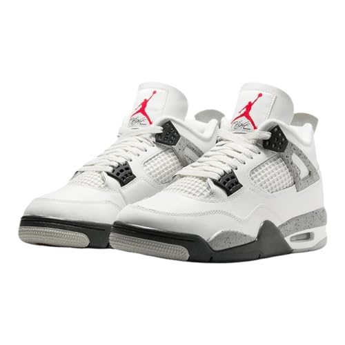 Nike Mens Air Jordan 4 Retro Basketball Shoe, SUMMIT WHITE/FIRE RED-CEMENT GREY-BLACK, 7.5 UK (8.5 US)