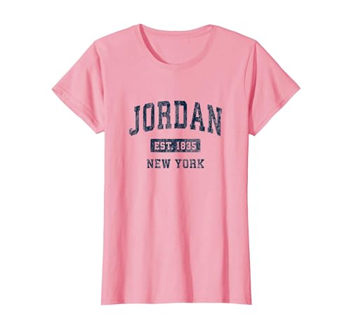 Jordan New York NY Vintage Athletic Sports Design T-Shirt, Women, Pink, Medium