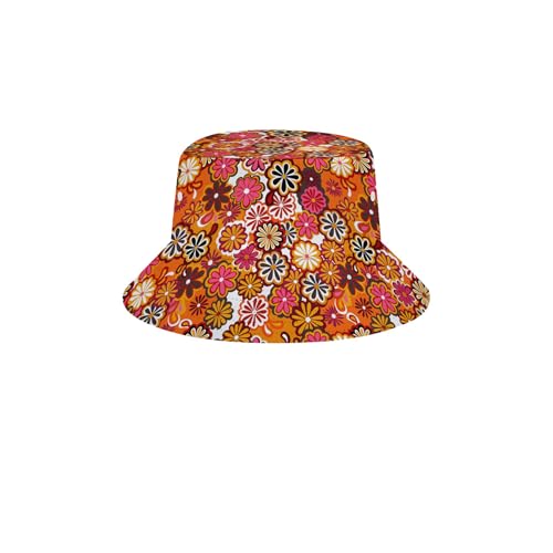 QWEHHEVG 70s Disco floral patterns Men's Button Shirt Beach Shorts Set, Hawaiian Short Sleeve Shirt Quick Dry Beach Shorts 2 Pcs with Bucket Hat