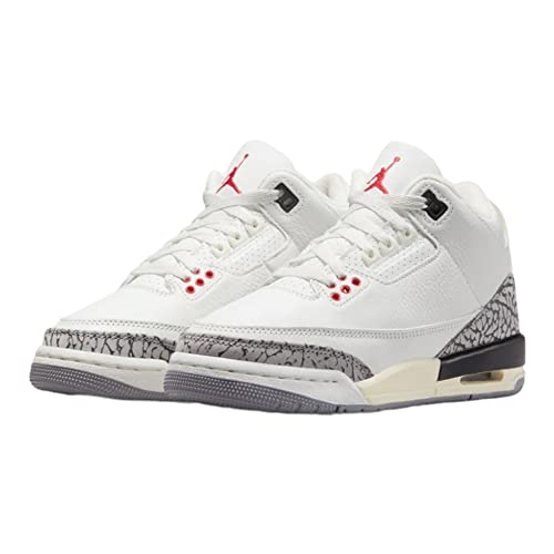 Nike Air Jordan 3 Retro White Cement Reimaged Grade School Summit White/Fire Red-Black DM0967-100 7Y, 7 Big Kid