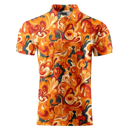 Funny Golf Shirts for Men,Mens Hawaiian Shirts Short Sleeve Novelty Crazy Golf Shirt 70s Paisley