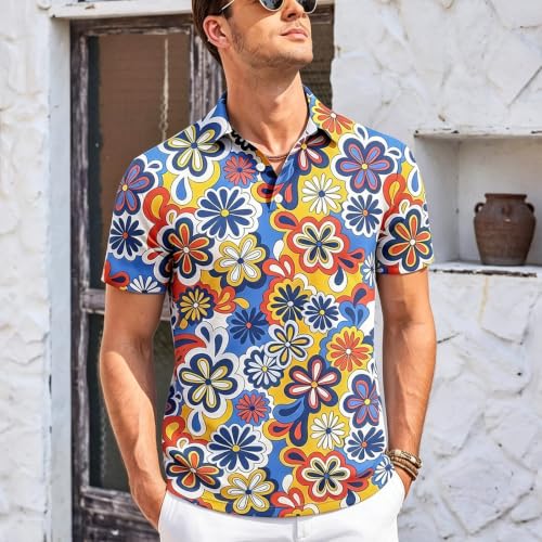 Mens Retro Vintage Short Sleeve Funny Outfits 70s Casual 1970s T-Shirts